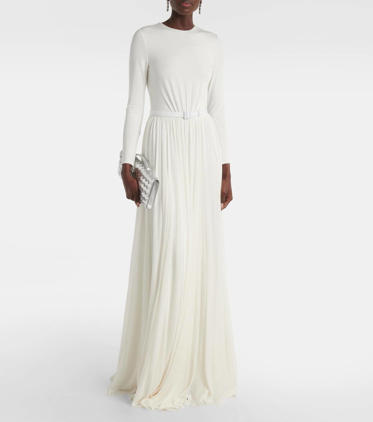 Ralph Lauren Collection Shirred leather-trimmed maxi dress Ralph Lauren Collection Ralph Lauren Collection Shirred leather-trimmed maxi dress Ralph Lauren Collection