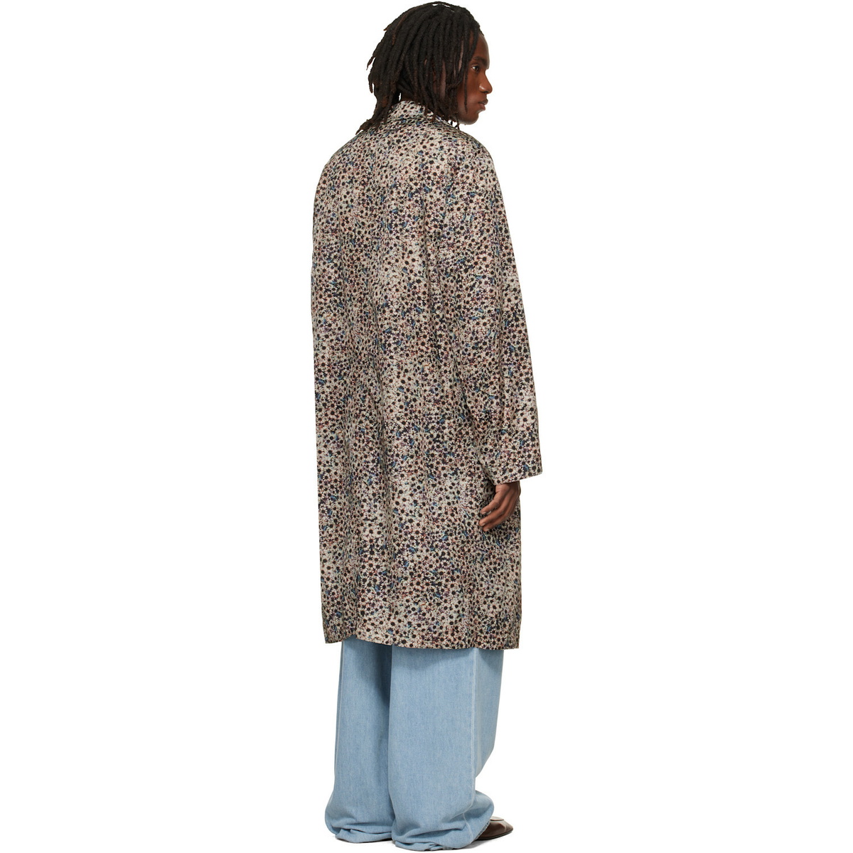 Dries Van Noten Gray Printed Coat