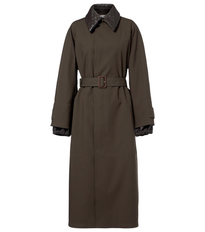 Photo: Bottega Veneta Leather-trimmed trench coat