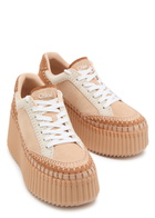 Chloe Nama Panelled Suede Flatform Sneakers Brown