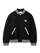 CELINE - Teddy Triomphe Leather-Trimmed Wool-Blend Varsity Jacket - Black