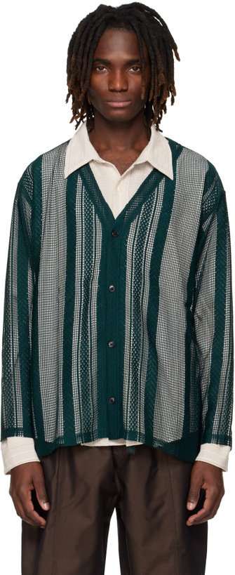 Photo: South2 West8 Green Poly Lace V-neck Cardigan
