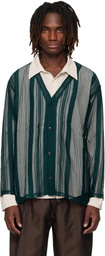 South2 West8 Green Poly Lace V-neck Cardigan
