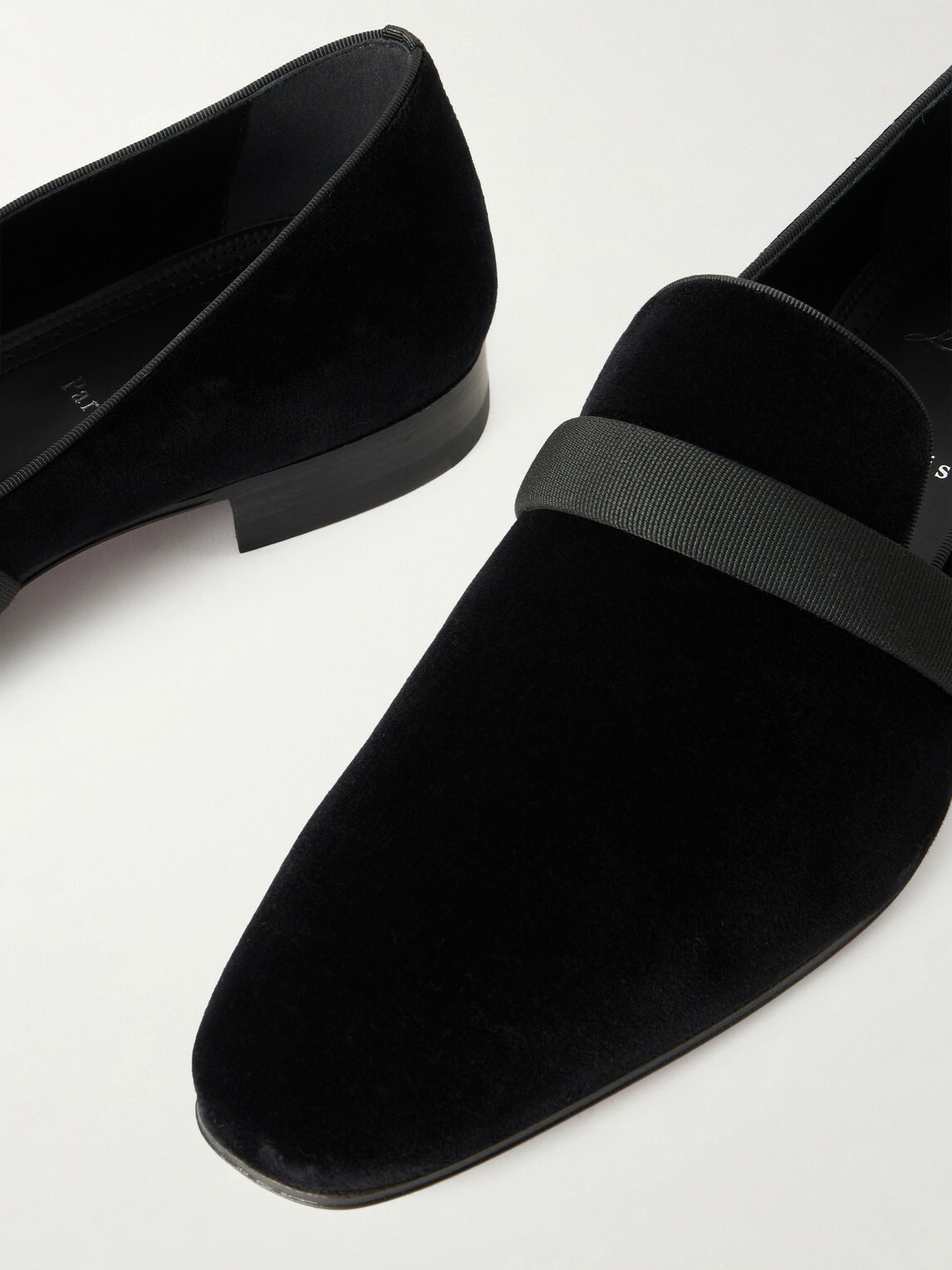 Christian Louboutin - Dandydeco Grosgrain-Trimmed Velour Loafers - Black