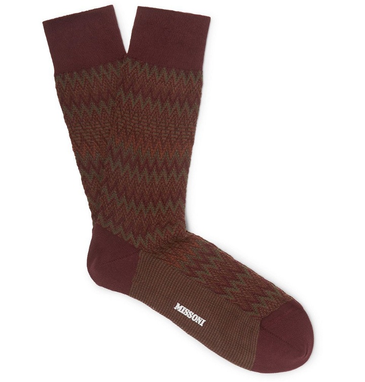 Photo: Missoni - Three-Pack Crochet-Knit Cotton-Blend Socks - Brown