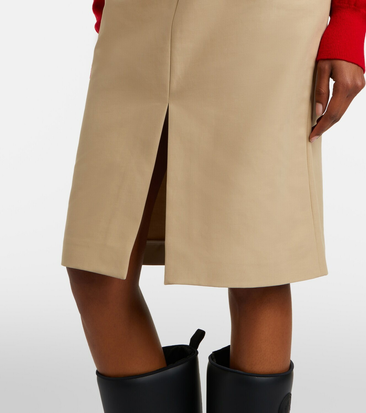 Moncler Belted cotton pencil skirt