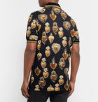 Dolce & Gabbana - Printed Cotton-Piqué Polo Shirt - Black