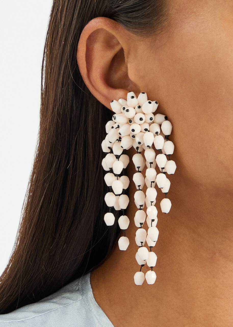 Isabel Marant Hanabi Beaded Clip-on Drop Earrings - Silver - One Size