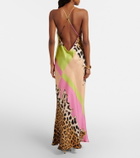 Roberto Cavalli Printed silk slip dress
