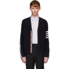 Thom Browne Navy Half and Half Cardigan