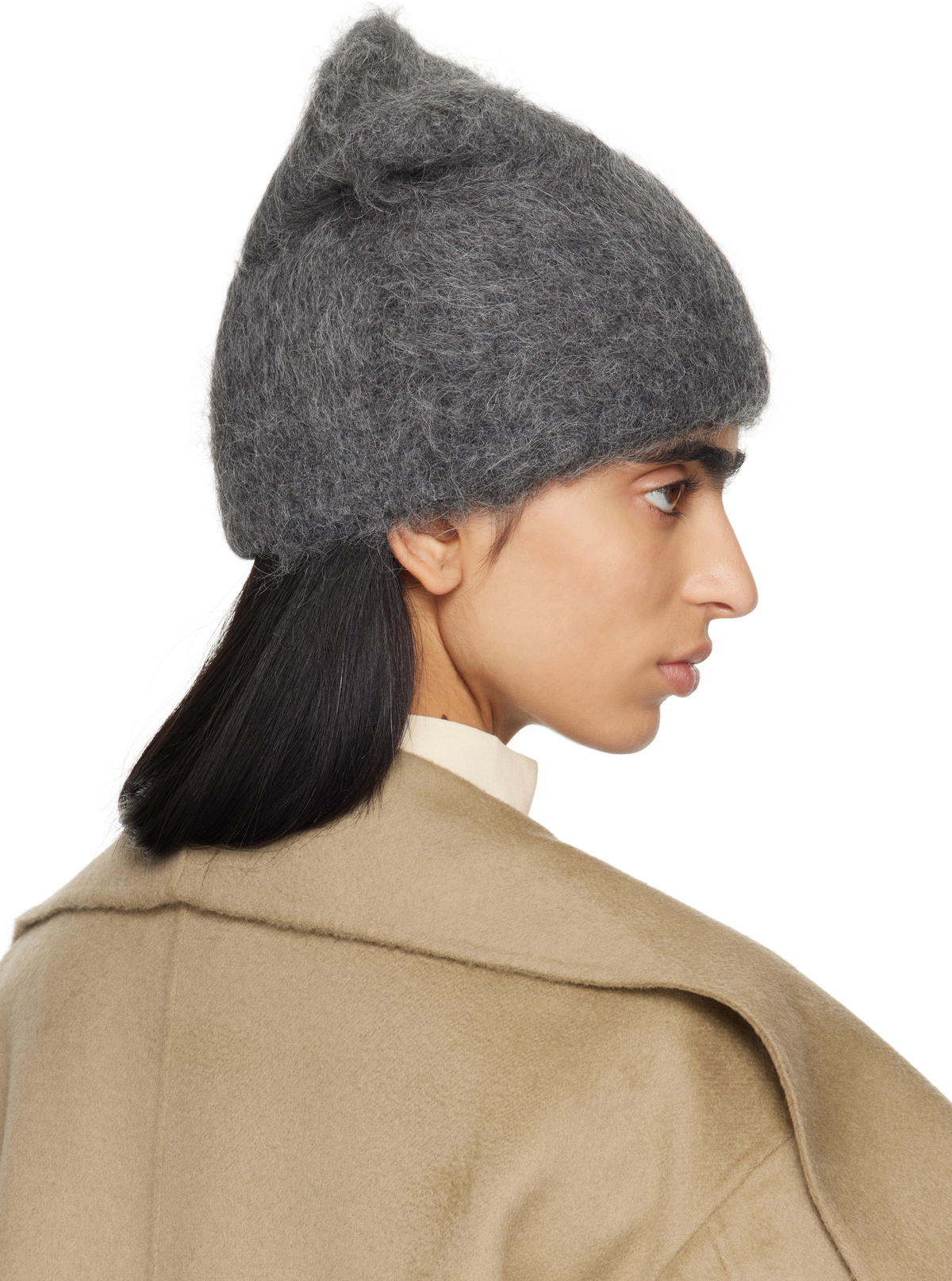 totême カシミヤリブ編みビーニー ダークグレー OS totême カシミヤ