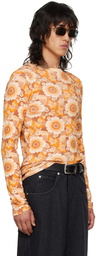 LU'U DAN Orange Floral Long Sleeve T-Shirt