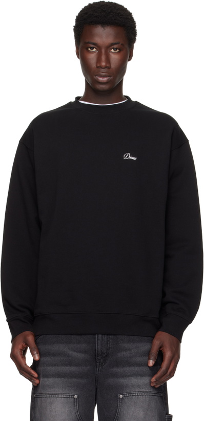Photo: Dime Black Cursive Small Logo Crewneck Sweatshirt