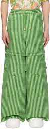 Marni Green Striped Hybrid Cargo Pants