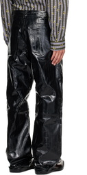 Dries Van Noten Black Loose Leather Pants