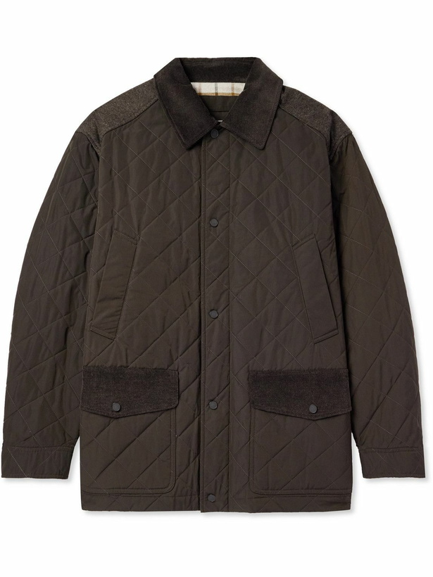 Photo: Purdey - Winchester Corduroy and Knit-Trimmed Quilted Padded Shell Jacket - Brown