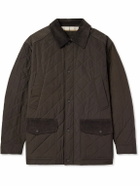Purdey - Winchester Corduroy and Knit-Trimmed Quilted Padded Shell Jacket - Brown