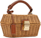 Staud Beige Wicker Tackle Box Bag