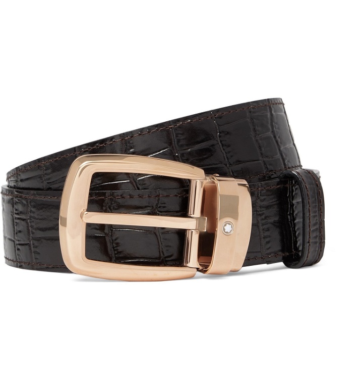 Photo: Montblanc - 3cm Black Reversible Leather Belt with Two Buckles - Black