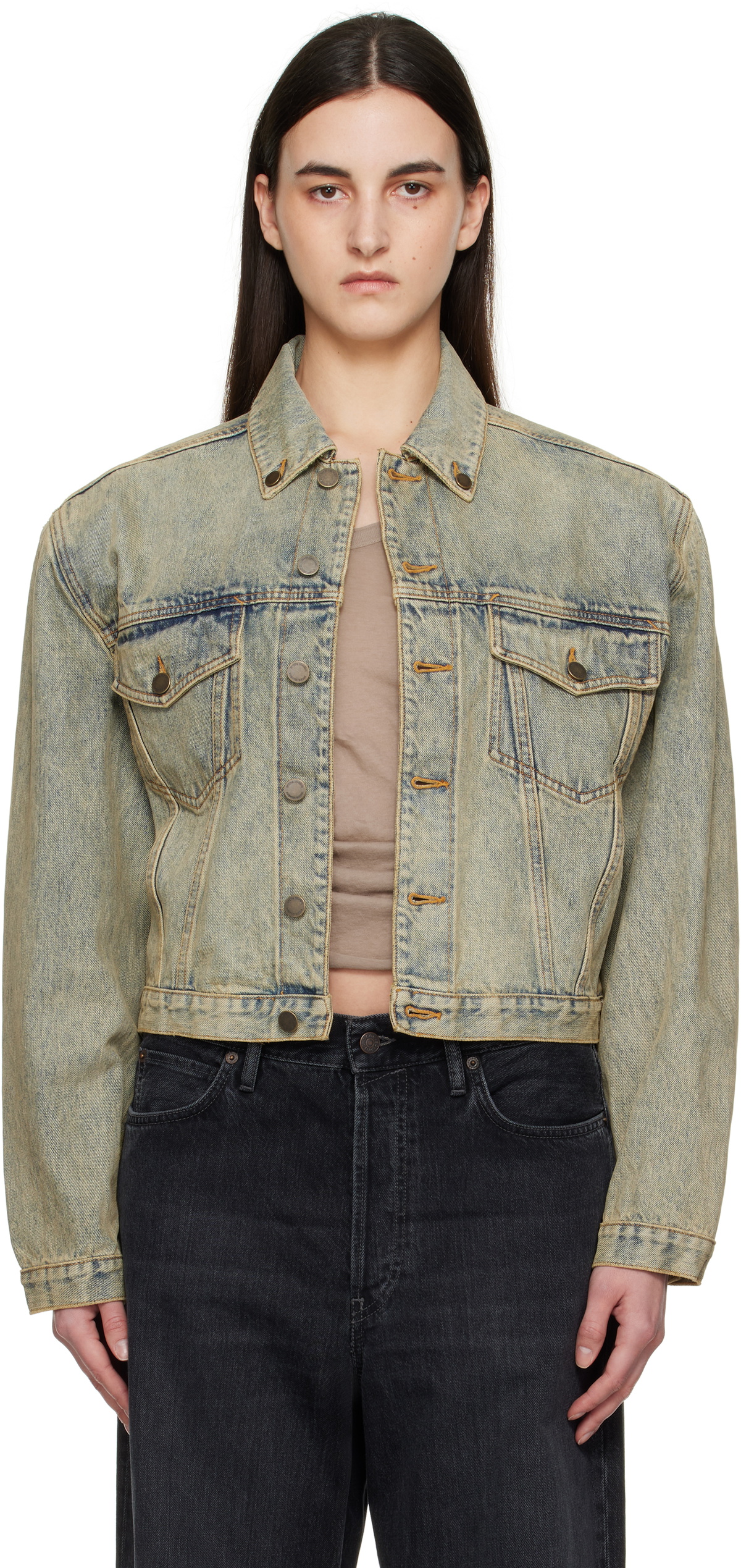 Entire Studios Blue Shrunken Denim Jacket