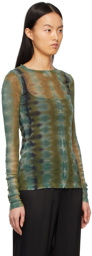 Raquel Allegra Green Mesh Tie-Dye Long Sleeve T-Shirt