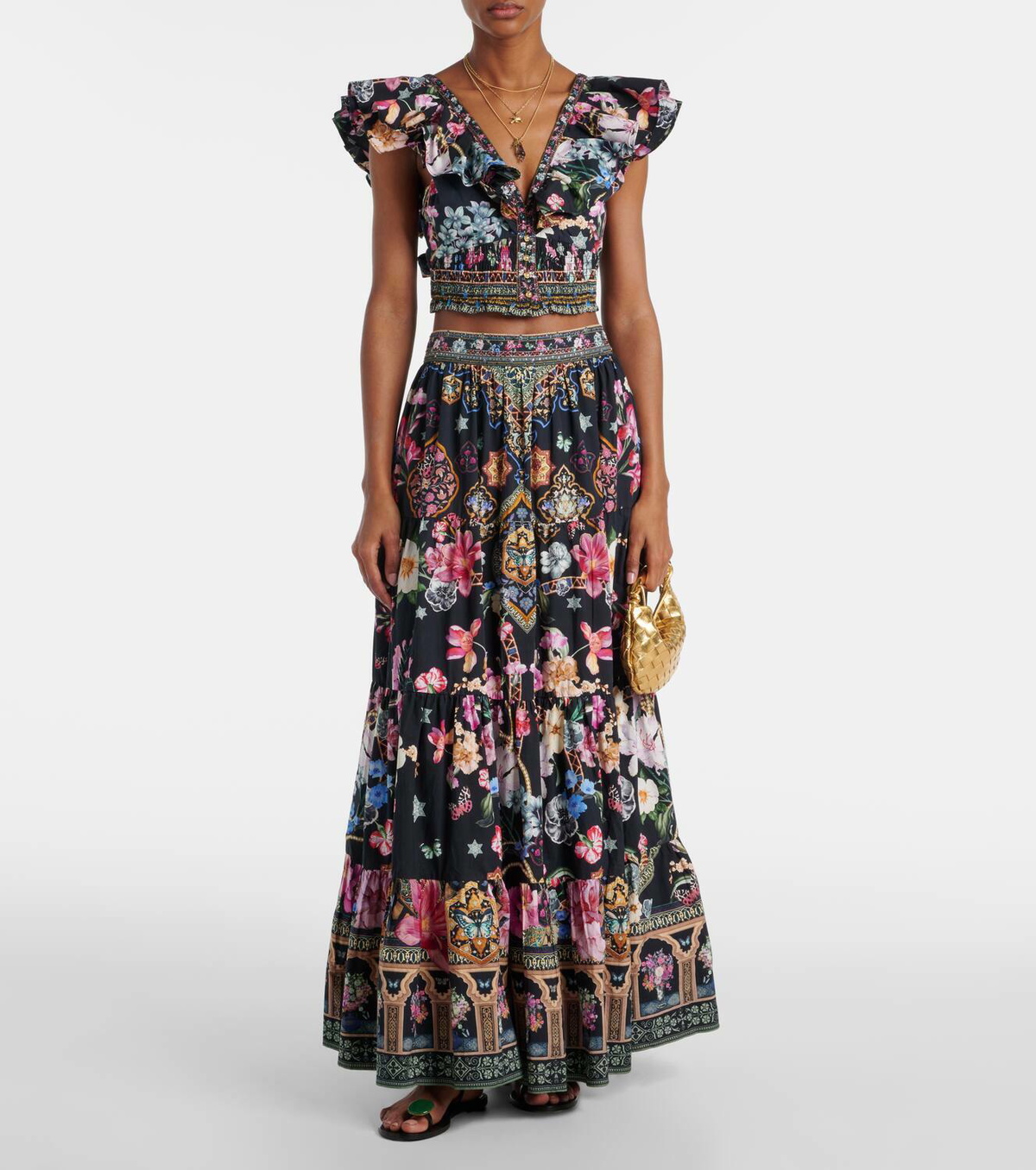 Camilla Crystal-embellished poplin maxi skirt