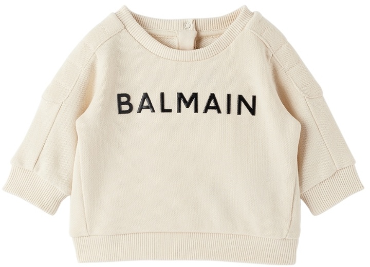 Photo: Balmain Baby Off-White Crewneck Sweatshirt