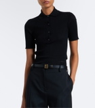 Fendi Ribbed-knit wool-blend polo shirt