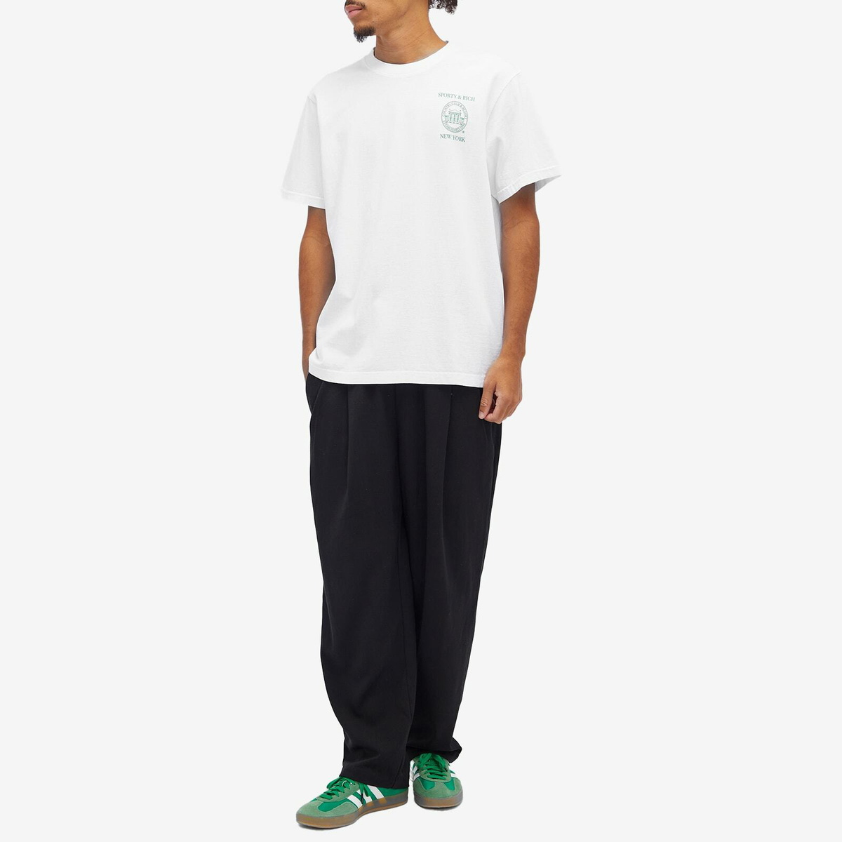 Sporty & Rich NY Resort T-Shirt in White/Verde