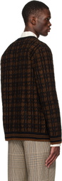 Valentino Brown & Black Wool Cardigan