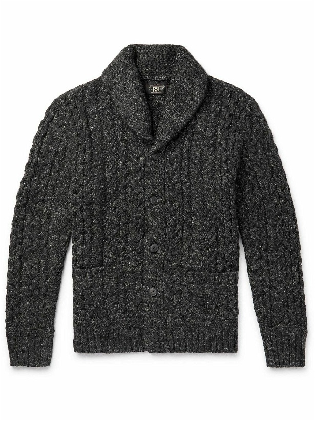 Photo: RRL - Shawl-Collar Cable-Knit Cotton and Linen-Blend Cardigan - Gray
