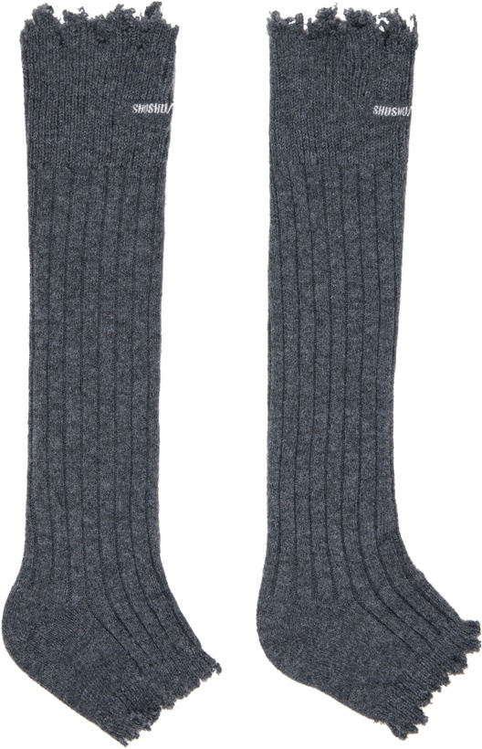Photo: SHUSHU/TONG Gray Embroidered Logo Sandal Socks