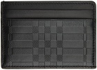 Burberry Black Leather Embossed Check Card Holder