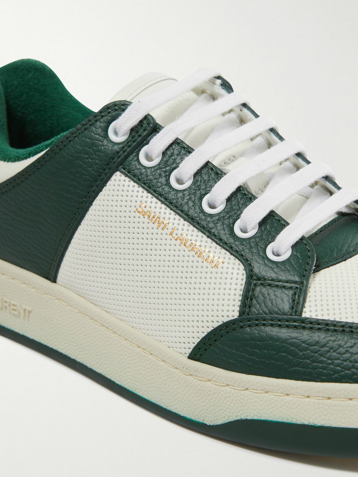 SAINT LAURENT SL/61 メッシュ＆レザー スニーカー 人気 SAINT LAURENT - SL/61 Mesh and Leather Sneakers - White