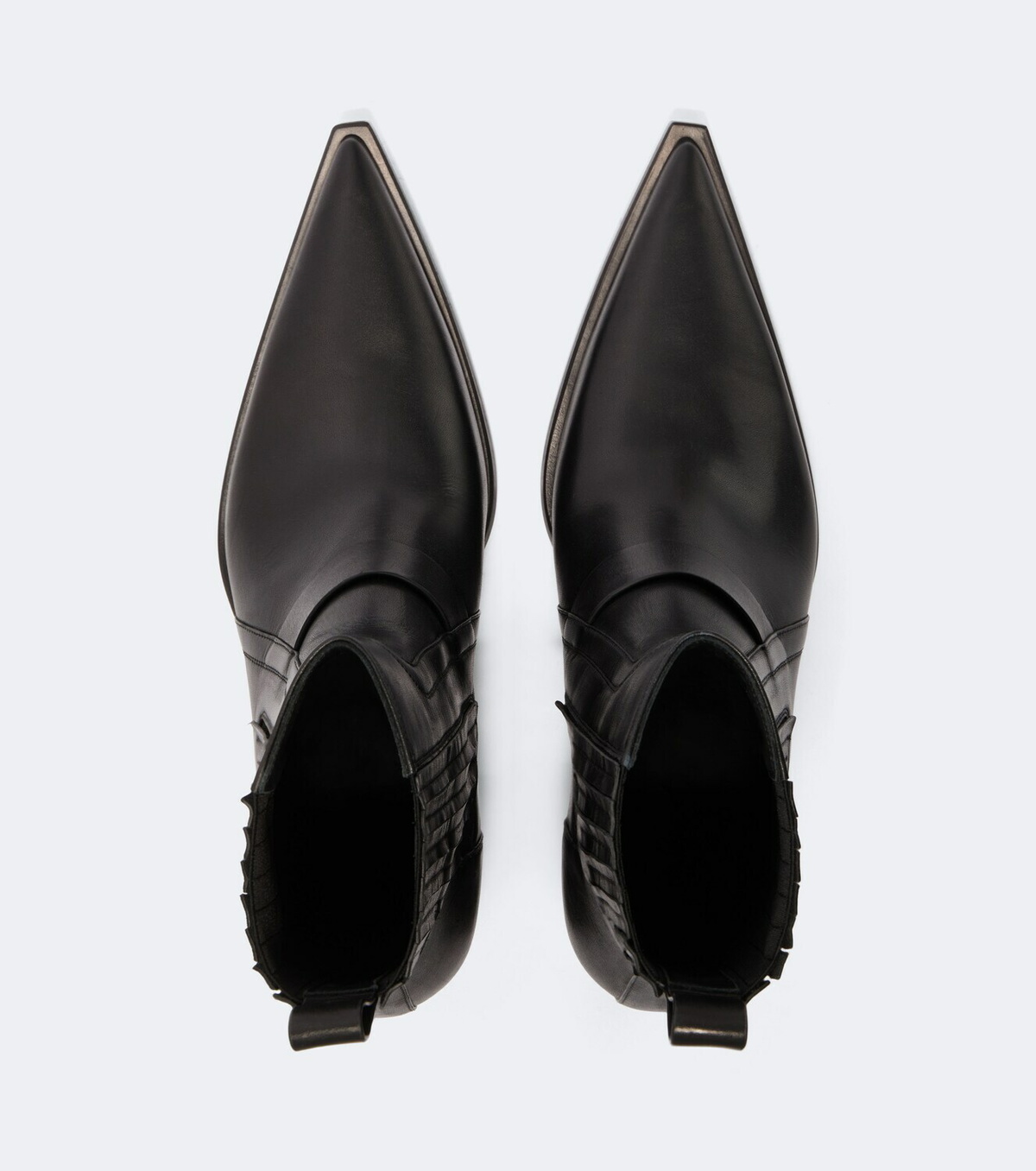 Rick Owens Pointed Silver leather ankle boots