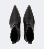 Rick Owens Pointed Silver leather ankle boots