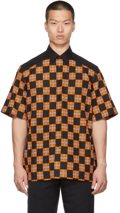 Photo: Burberry Orange & Black Check Tirley Short Sleeve Shirt