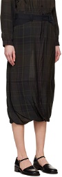 LEMAIRE Brown Twisted Midi Skirt