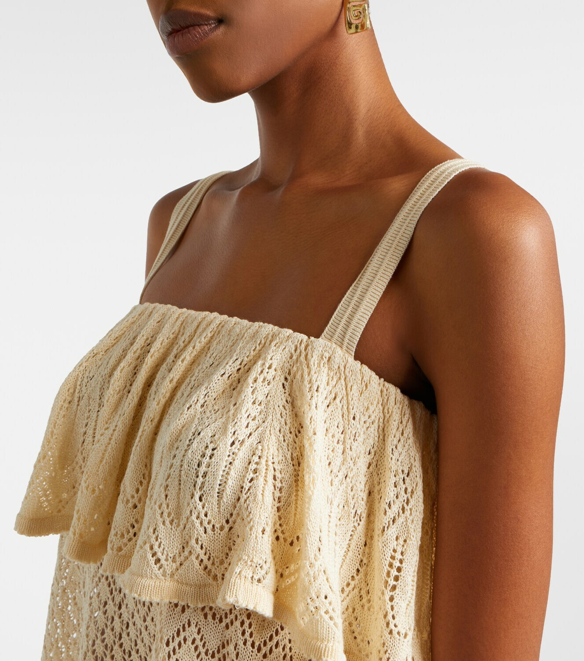 Zimmermann Mahon knitted ruffled lace top