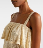 Zimmermann Mahon knitted ruffled lace top