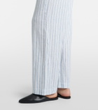Velvet Evony striped cotton and linen wide-leg pants
