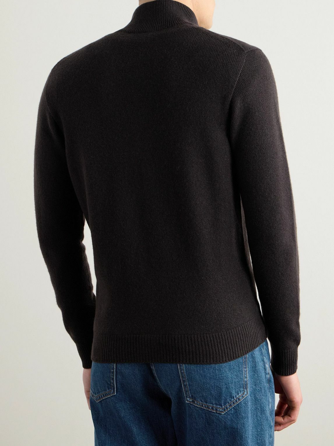 Saman Amel - Ribbed Cashmere Zip-Up Cardigan - Brown