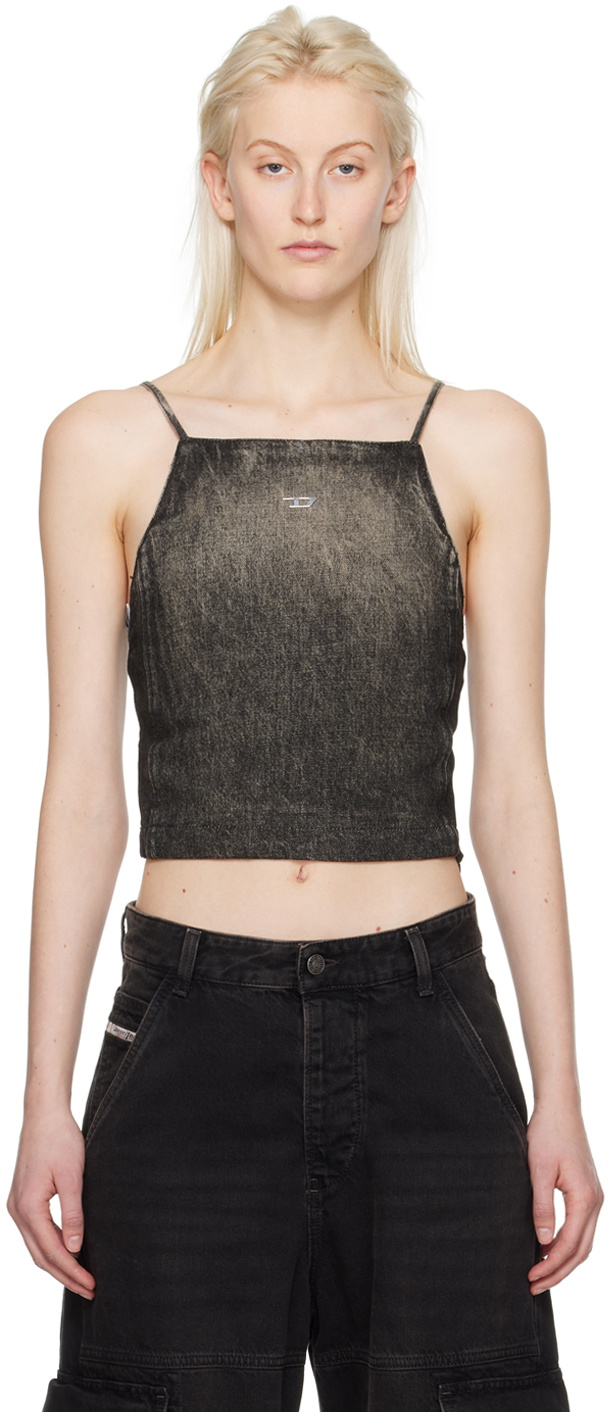 DIESEL Cropped knit top M-CLARKSVILLE-A in black