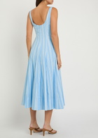 Staud Wells Striped Stretch-cotton Midi Dress Light Blue