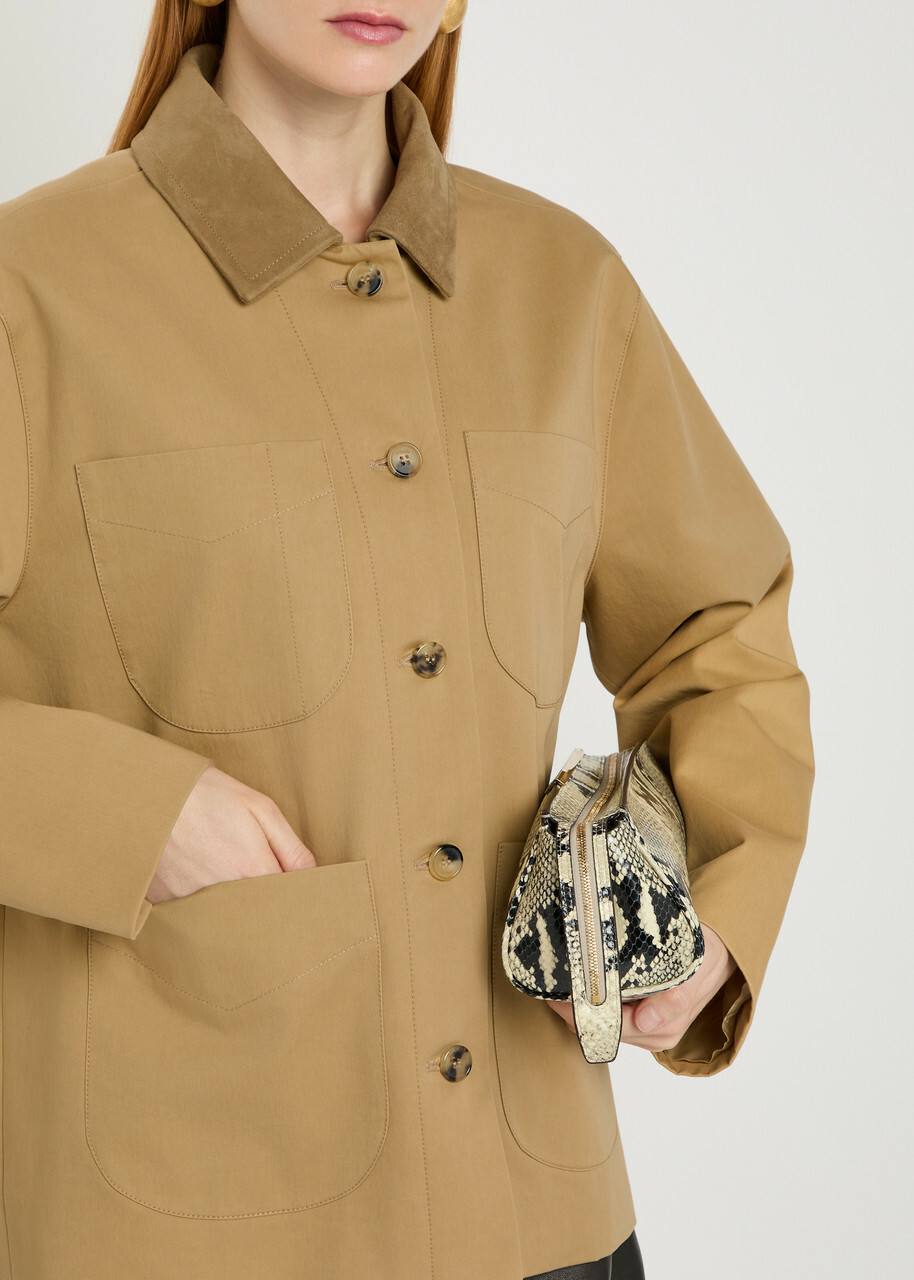 Khaite Wyatt Suede and Cotton Jacket Beige