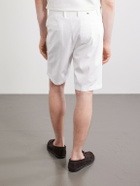 Canali - Straight-Leg Stretch Cotton-Blend Gabardine Shorts - White