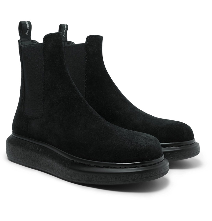 Photo: Alexander McQueen - Exaggerated-Sole Suede Chelsea Boots - Black