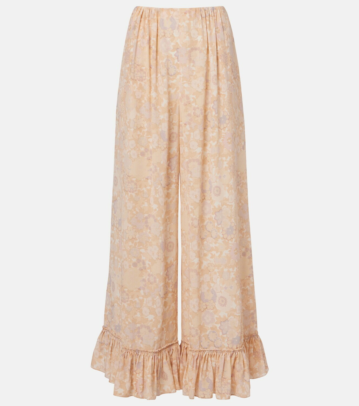 Chloé Floral ruffled silk wide-leg pants