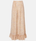 Chloé Floral ruffled silk wide-leg pants