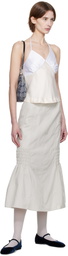Kijun Off-White Satin Shirring Halter Top